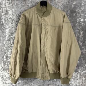 Arnold Palmer Size L Outdoor Mock Neck Full Zip Jacket Beige Long Sleeve Cotton